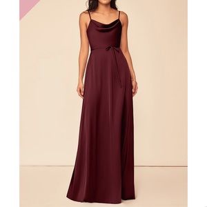 Azazie Stretch Satin Bridesmaid Dress in Cabernet